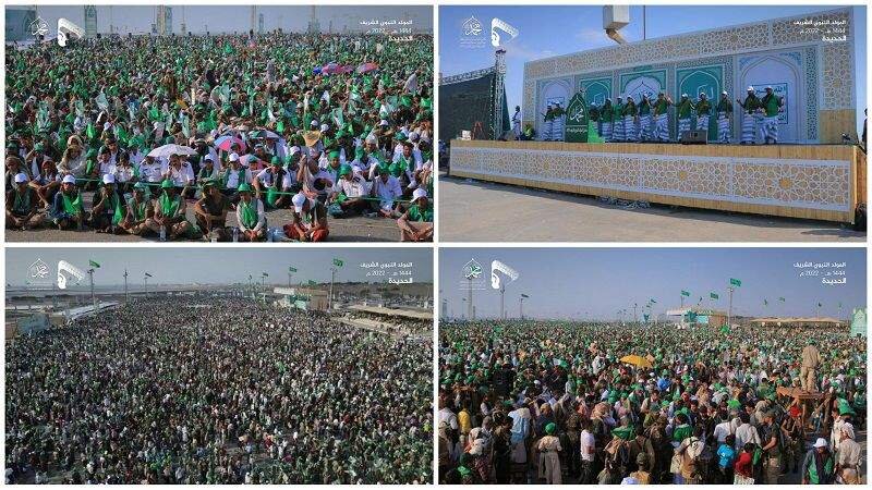 عید میلاد النبی ﴿ص﴾ کے جشن میں لاکھوں یمنیوں کی شرکت+ منفرد ڈرون تصاویر + ویڈیو
