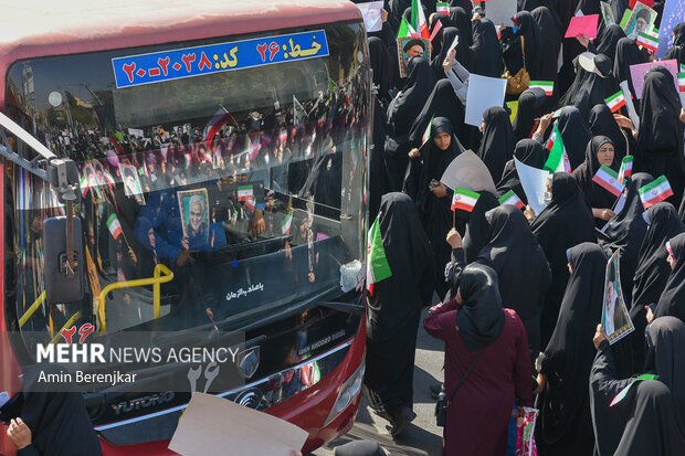 Pro-Islamic Establishment rally by women in Shiraz