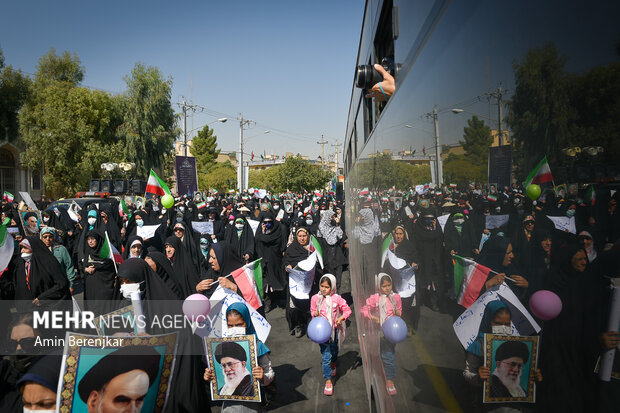 Pro-Islamic Establishment rally by women in Shiraz