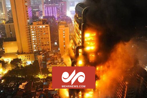 فیلم آتش‌سوزی یک برج مسکونی در استانبول