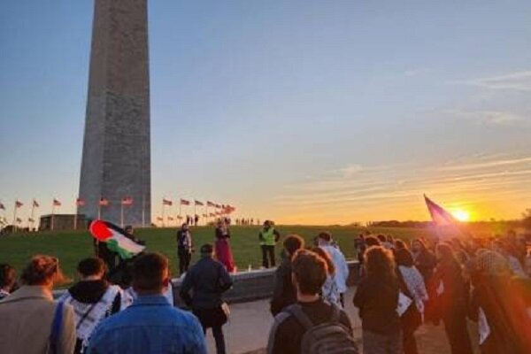 تجمع حامیان فلسطین در واشنگتن برای محکومیت جنایات اشغالگران