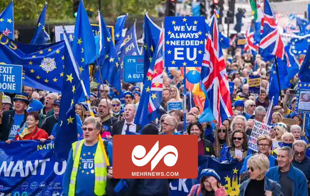 برطانیہ میں یورپی یونین میں شامل ہونے کے حق میں مظاہرے