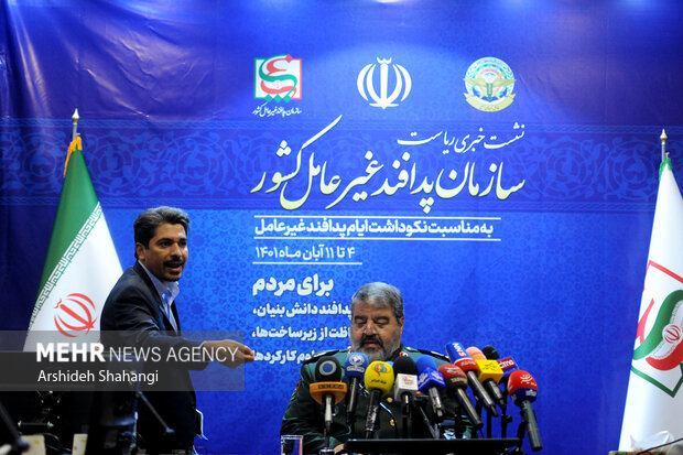 نشست خبری غلامرضا جلالی رئیس سازمان پدافند غیرعامل کشور صبح امروز در سازمان پدافند غیرعامل کشور برگزار شد
