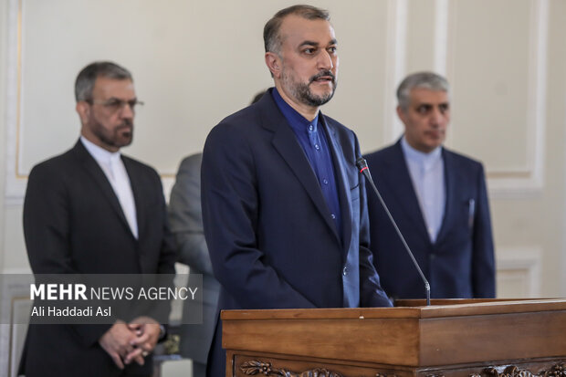 حسین امیرعبداللهیان وزیر امور خارجه ایران   در نشست خبری با ولادیمیر ماکی وزیر امور خارجه بلاروس حضور دارد