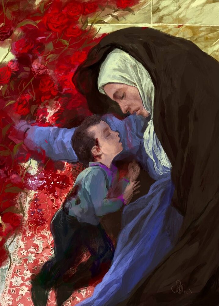 نقاشی جدید «روح الامین» به مناسبت حادثه تروریستی شاهچراغ