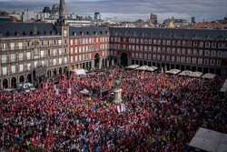 برگزاری تظاهرات اعتراض آمیز در مادرید اسپانیا