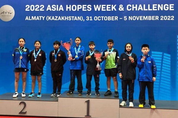 دو مدال طلا و برنز پینگ‌پنگ‌بازان ایران در مسابقات هوپس آسیا 