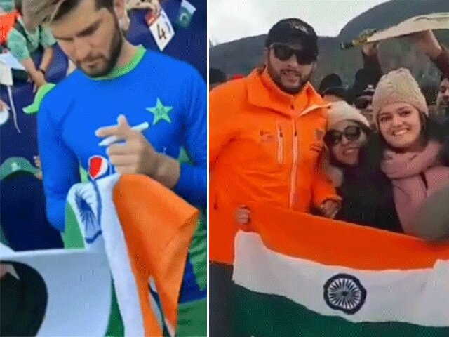 پاکستانی فاسٹ بولر شاہین شاہ آفریدی کی مداح کو بھارتی پرچم پر آٹوگراف