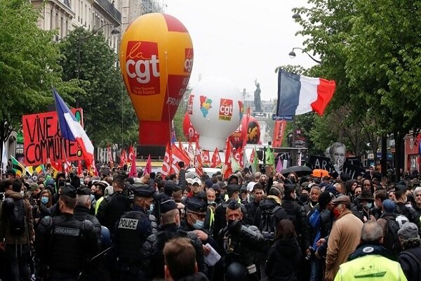 اتحادیه های کارگری فرانسه تظاهرات کردند