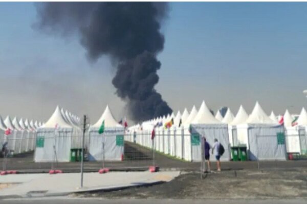 آتش‌سوزی مهیب در محل استقرار هواداران فوتبال در قطر+ فیلم