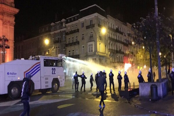 شورش و ناآرامی در بروکسل پس از باخت تیم ملی فوتبال بلژیک