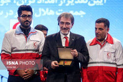 Francesco Rocca, IFRC President, in a ceremony honoring IRCS volunteers in Tehran on April 16, 2018