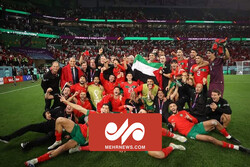 پرچم فلسطین در جشن پیروزی بازیکنان تیم ملی مراکش