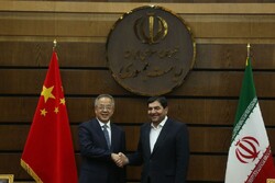 Iranian Vice President Mohammad Mokhber and Chinese Vice Premier Hu Chunhua