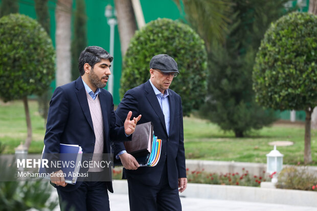 محمد علی زلفی گل وزیر علوم و میثم لطیفی رئیس سازما استخدامی کشور در حاشیه جلسه هیئت دولت حضور دارند