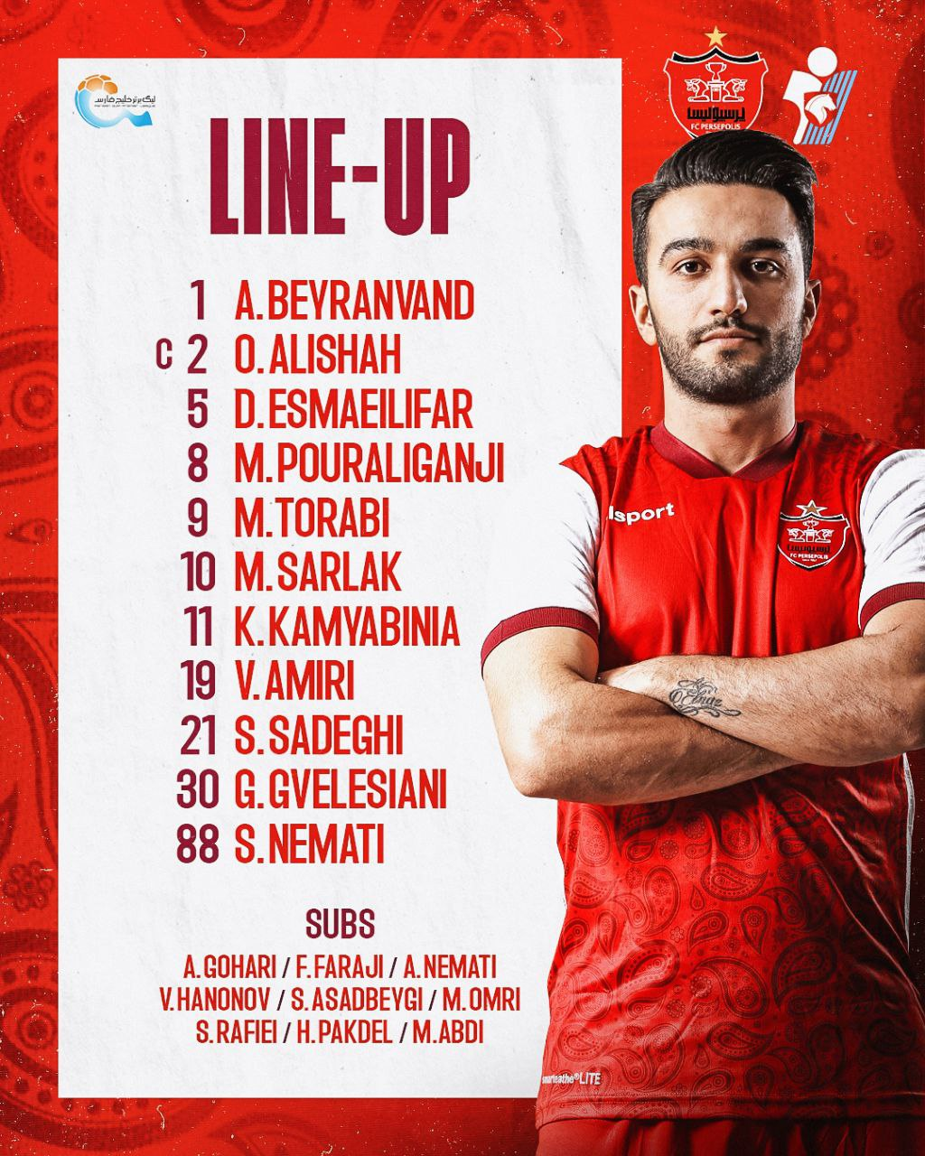 ترکیب پرسپولیس مقابل پیکان مشخص شد