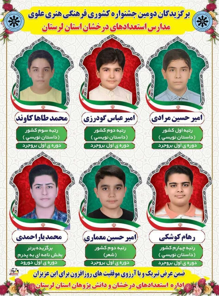 موفقیت دانشآموزان لرستانی در جشنواره ملی فرهنگی و هنری علوی