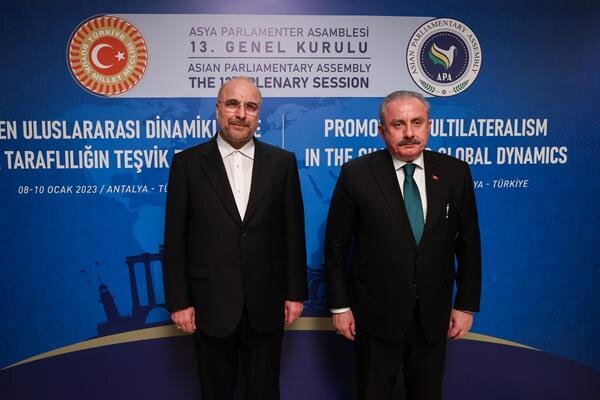 رئیس مجلس ترکیه با قالیباف دیدار و گفتگو کرد