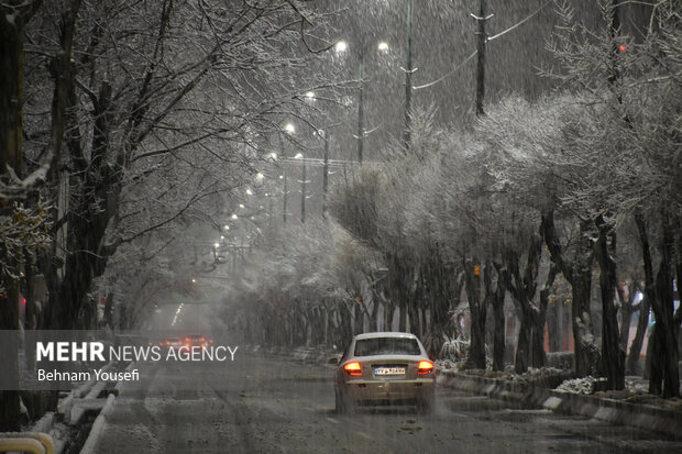بارش برف شهر یاسوج را سفید پوش کرد