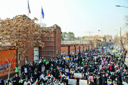 Students gather outside French embassy in Tehran
