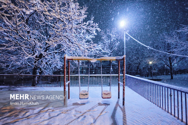 Snowy night in Hamedan
