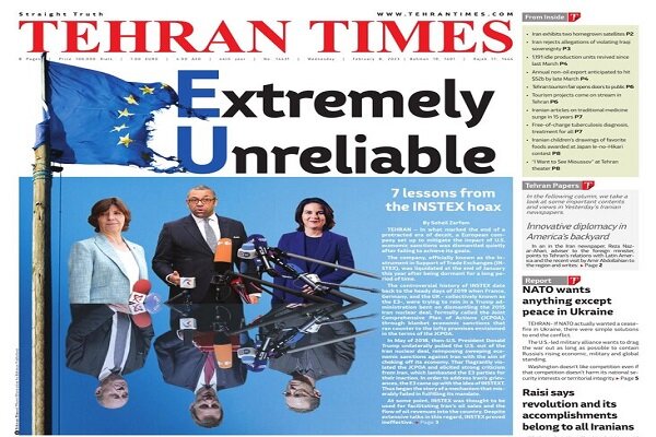 Mehr News Agency - Front pages of Iran’s English dailies on Feb. 8