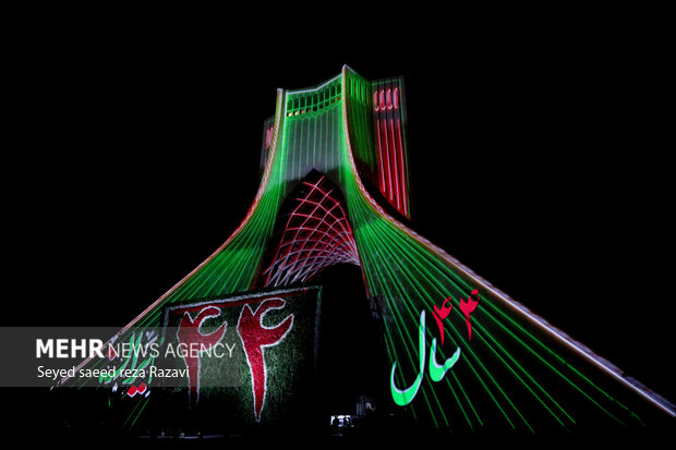 ایران میں جشن آزادی عروج پر،آزادی ٹاور پر نور افشانی
