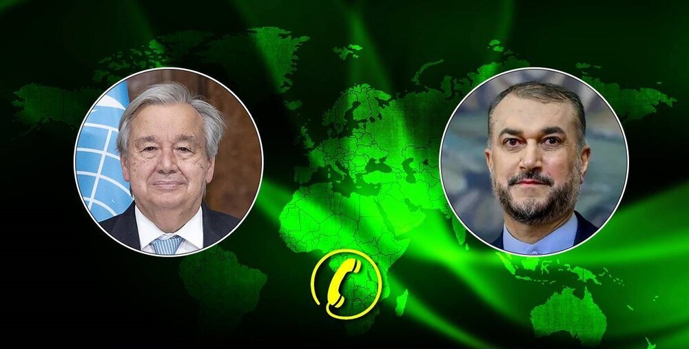 ایرانی وزیر خارجہ کی اقوام متحدہ کے سیکریٹری جنرل سے ٹیلی فونک گفتگو
