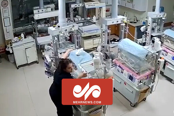 فیلم مراقبت پرستاران از نوزادان هنگام وقوع زلزله در ترکیه 