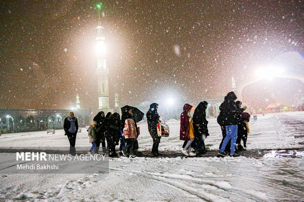 Snowy night in Jamkaran Mosque, Hazrat Masumeh shrine
