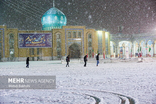 Snowy night in Jamkaran Mosque, Hazrat Masumeh shrine
