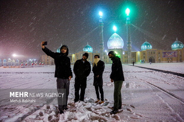 Snowy night in Jamkaran Mosque, Hazrat Masumeh shrine
