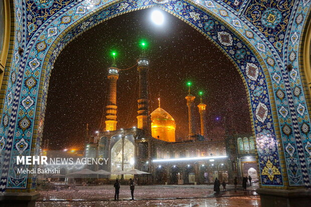 Snowy night in Jamkaran Mosque, Hazrat Masumeh shrine
