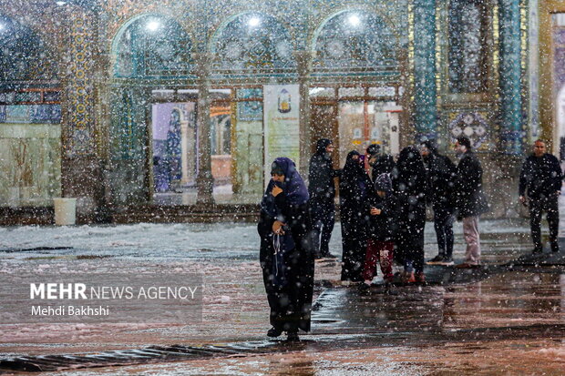 Snowy night in Jamkaran Mosque, Hazrat Masumeh shrine
