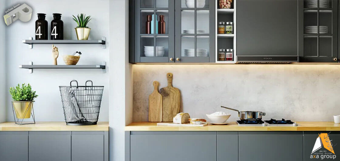 انواع ویترین در کابینت آشپزخانه مدرن ساده سفید