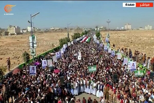 راهپیمایی یمنی ها علیه دخالت های آمریکا و اعلام همبستگی با فلسطین