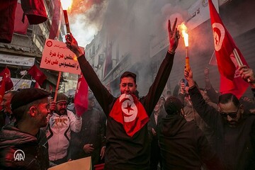 تظاهرات ضددولتی هزاران تونسی با طعم حمایت از ملت فلسطین+ تصاویر