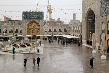 حرم مطہر حضرت امام رضا (ع) میں باران رحمت، خوبصورت مناظر