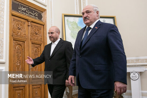 Meeting btw Iran's Parliament speaker, Belarusian president