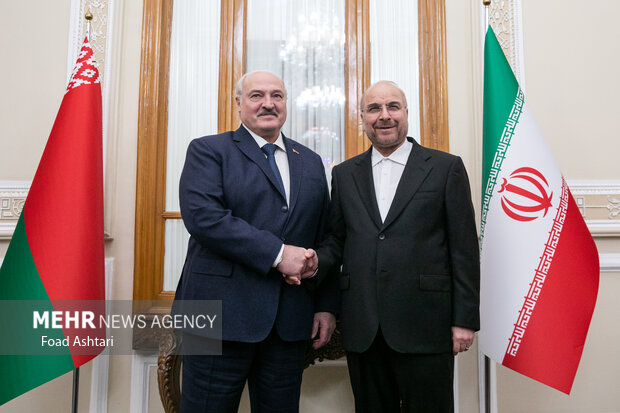 Meeting btw Iran's Parliament speaker, Belarusian president