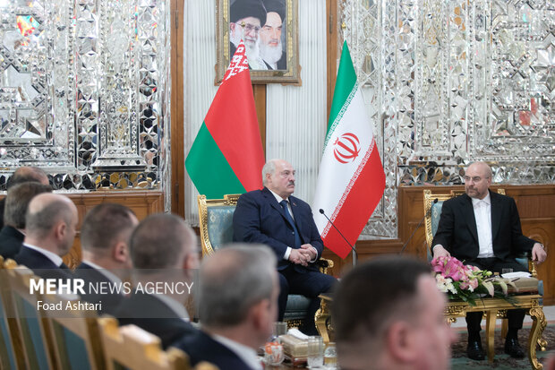 Meeting btw Iran's Parliament speaker, Belarusian president