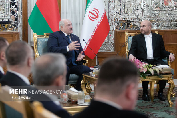 Meeting btw Iran's Parliament speaker, Belarusian president