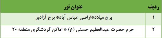 جزئیات تورهای روزانه و شبانه نوروزی شهرداری تهران + قیمت تور