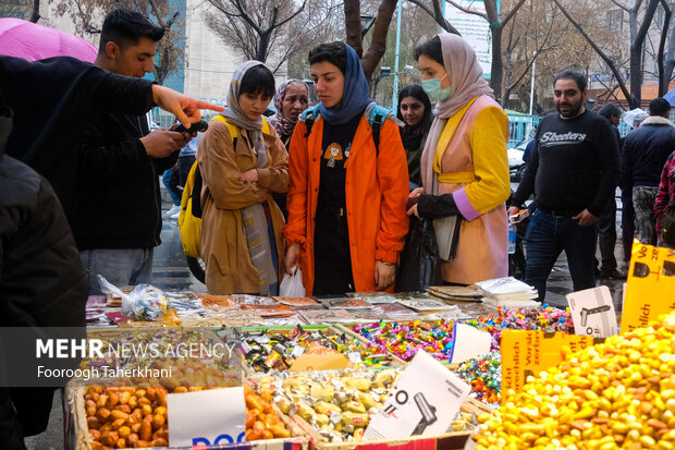 شهر تهران در روزهای پایانی سال حال و هوای نوروزی به خود گرفته است و مردم در بازار ها و خیابان ها مشغول خرید عید نوروز هستند