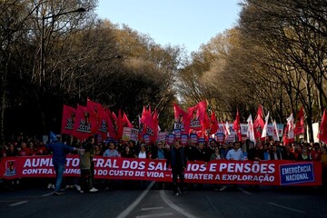 Portugal protesters march in anti-poverty demonstrations