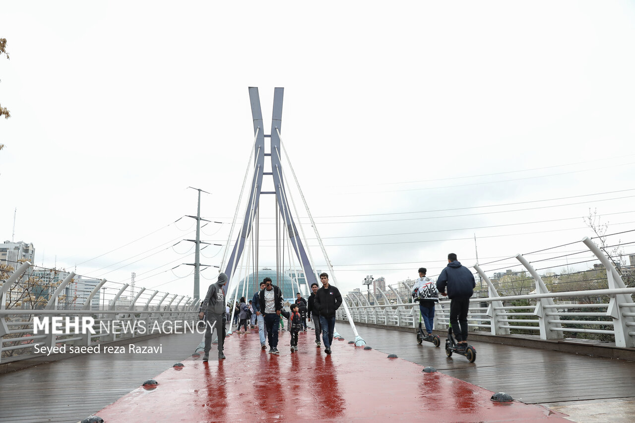 Tourists visit Nature Bridge in Tehran during Nowruz