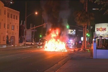 1 killed, 3 injured when car crashes, burns in Hollywood