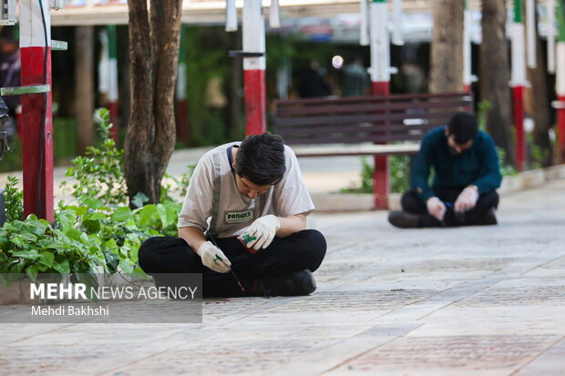 شستشو و رنگ آمیزی مجدد قبور شهدای قم
