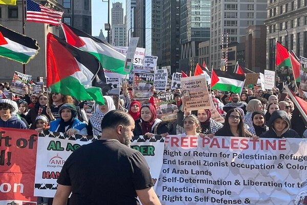 Massive protests held in US against Zionists' atrocities 