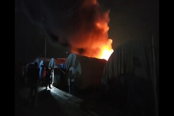 آتش‌سوزی در اردوگاه آوارگان در استان «دهوک» عراق +فیلم